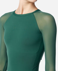 LUB863 Maeve High Neck Mesh Sleeve Leotard