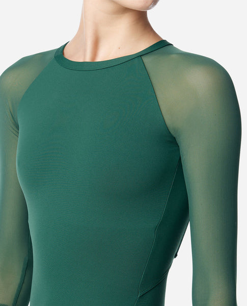 LUB863 Maeve High Neck Mesh Sleeve Leotard