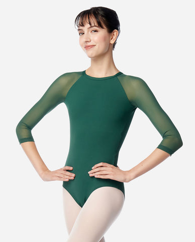 LUB863 Maeve High Neck Mesh Sleeve Leotard