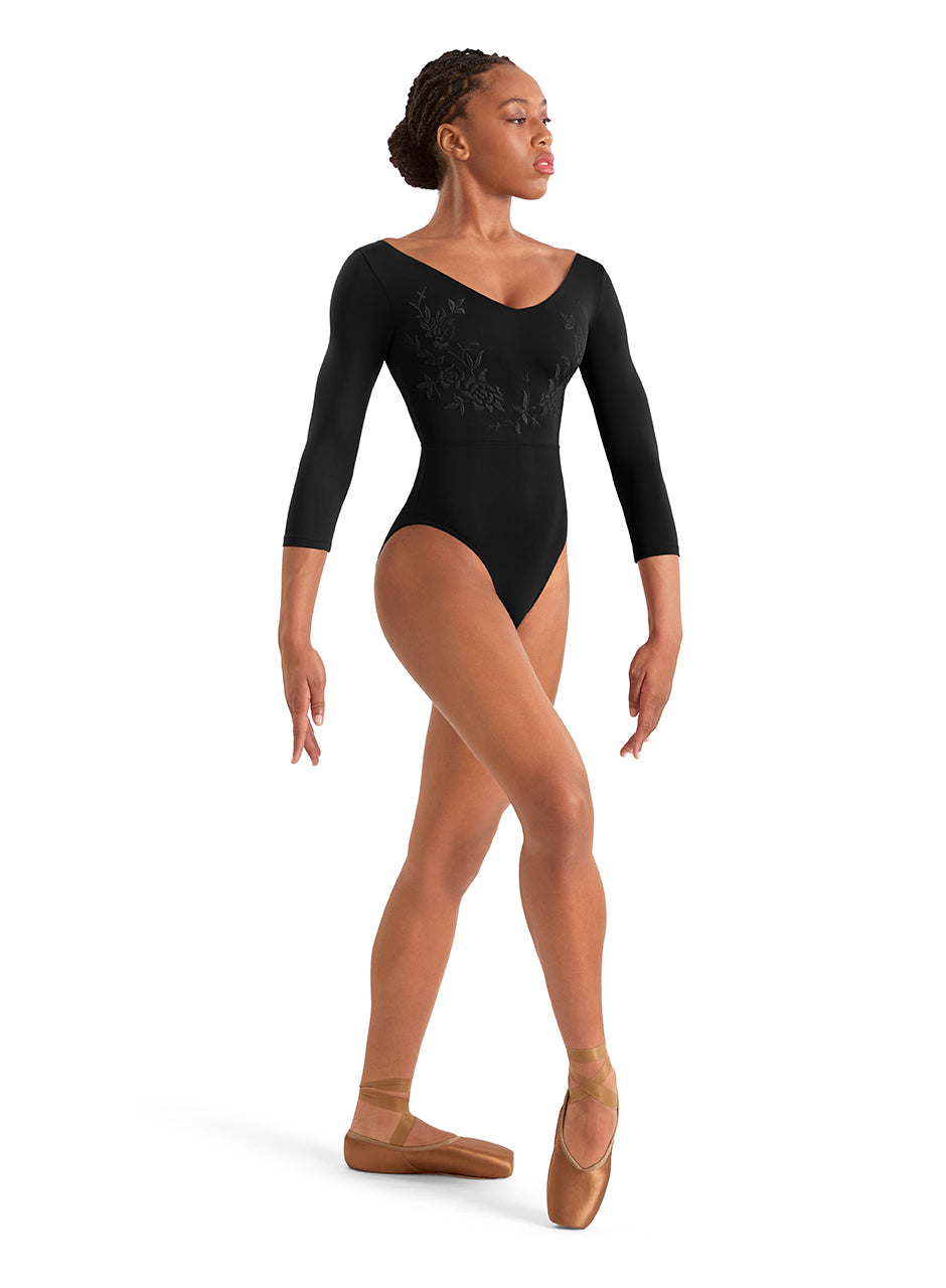 M60003LM V Neck 3/4 Sleeve Leotard