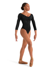 M60003LM V Neck 3/4 Sleeve Leotard
