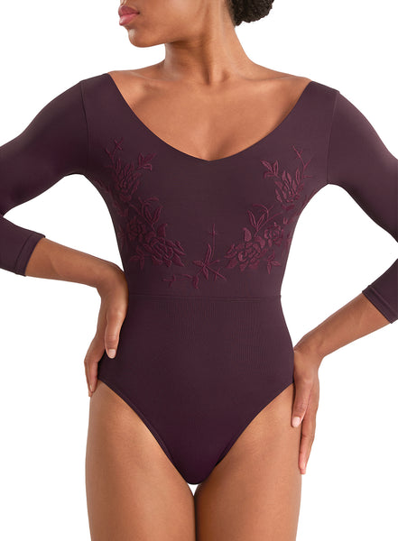 M60003LM V Neck 3/4 Sleeve Leotard