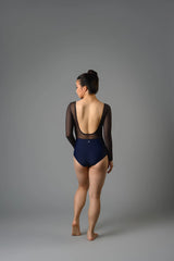 Margaux Leotard Navy Charcoal Mesh
