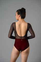 Margaux Leotard Wine Black Mesh
