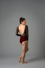 Margaux Leotard Wine Black Mesh