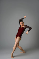 Margaux Leotard Wine Black Mesh