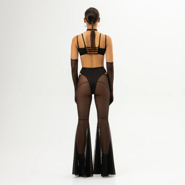 Mesh Flared Pants Black Candy