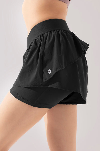 On the Run Ruffle Short - Black