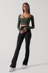 Sweetheart Long Sleeve Crop Top - Forestwood