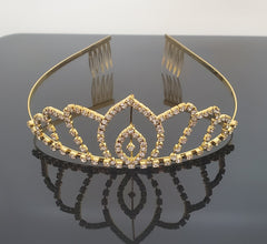 TR0508 Royal Gold Rhinestone Tiara