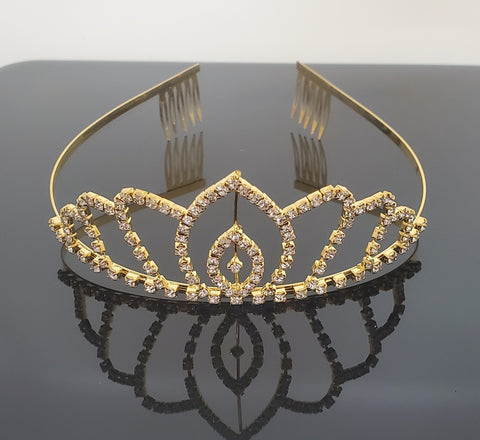 TR0508 Royal Gold Rhinestone Tiara