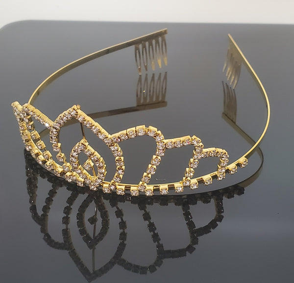 TR0508 Royal Gold Rhinestone Tiara
