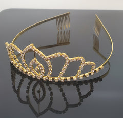 TR0508 Royal Gold Rhinestone Tiara