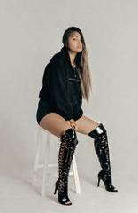 HA03-2 Tessa Lacque Thigh High Boots - 4"