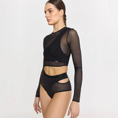 Top with Long Sleeves Black