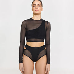Top with Long Sleeves Black