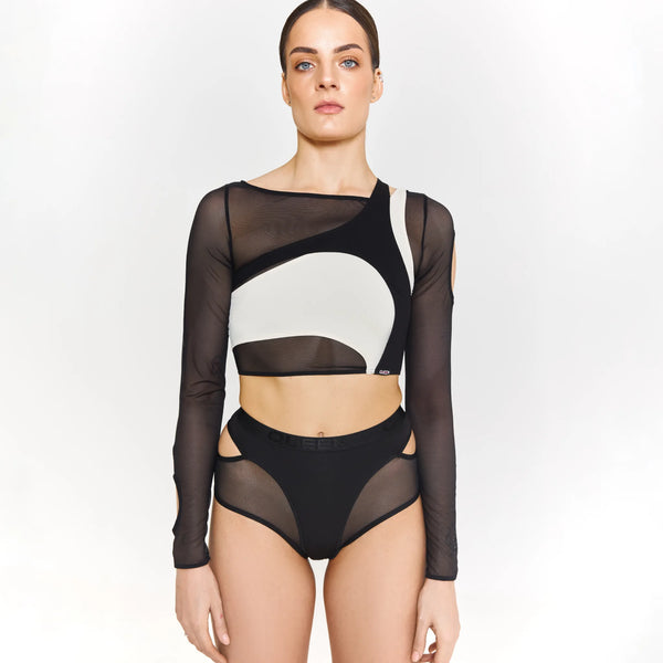 Hedonist Top with Long Sleeves Black/Cream