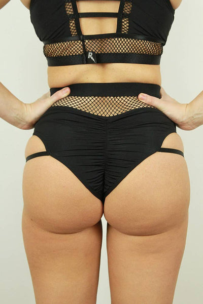 Felix High Waist Strap Scrunch Bum Short - Black