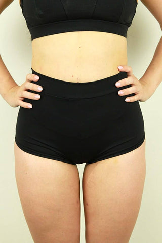 Matte Black High Waist Cheeky Shorts