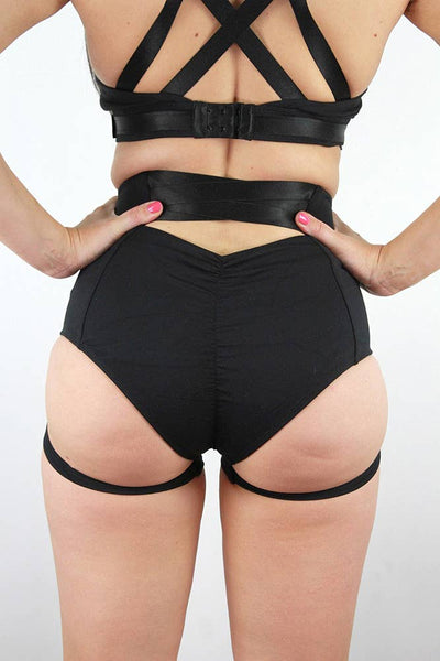 Hamilton Super High Waist Garter Short - Black