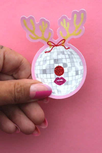 Disco Ball Reindeer Sticker