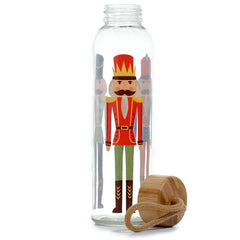 Christmas Nutcracker Glass Bottle with Bamboo Lid