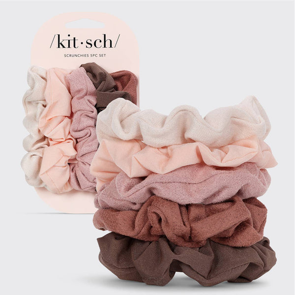 Assorted Textured Scrunchies Set - Terracotta