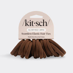 Recycled Fabric Seamless Hair Elastics 20pc Set - Chocolate
