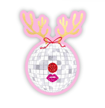 Disco Ball Reindeer Sticker