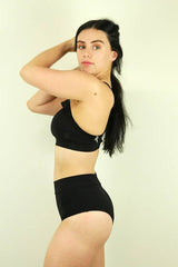 Matte Black Mid Waisted Brazil Scrunch Bum Shorts