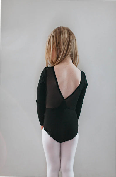Black Long Sleeve V-Back Leotard