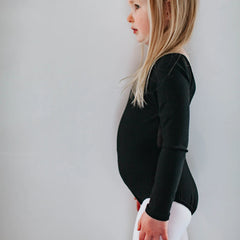 Black Long Sleeve V-Back Leotard