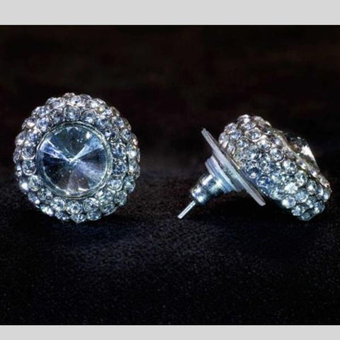 SS025 Crystal Rimmed Pierced Earrings