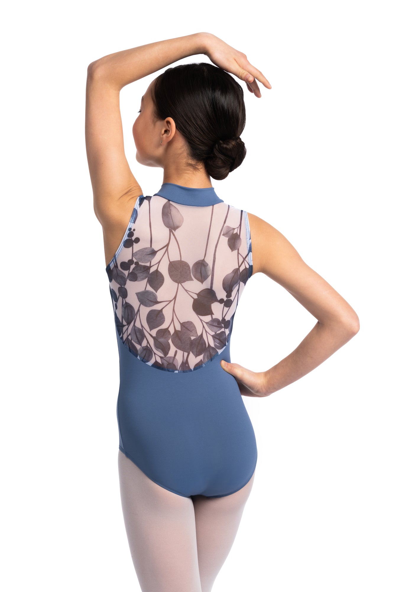 1062FL Girls Zip Front Leotard with Falling Leaves Print