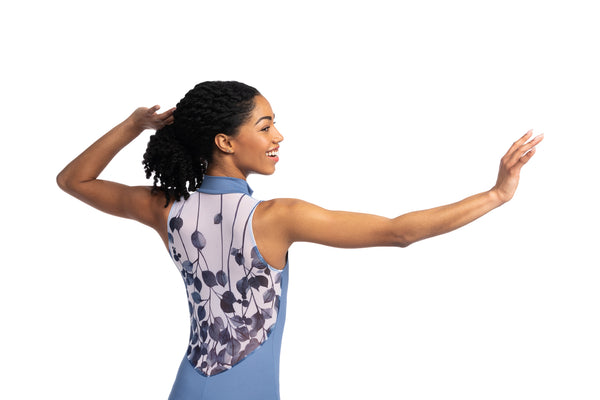 1062FL Zip Front Leotard with Falling Leaves Print