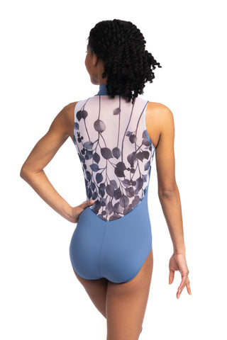 1062FL Zip Front Leotard with Falling Leaves Print