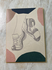 Dance Shoes Greeting Cards: Sneaker Greens/Pink: Sneaker Greens/Pink