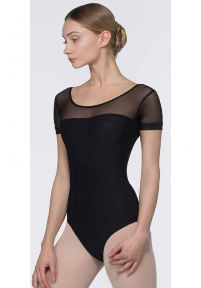 DL1025MP Short Sleeve Leotard with Mesh Inserts