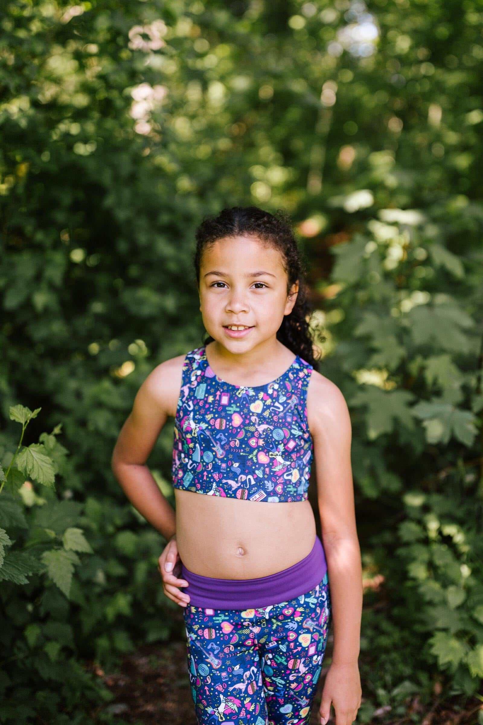 little girls brassiere model Flamingo Unicorn Jam Sports Bra Crop – Limbers Dancewear
