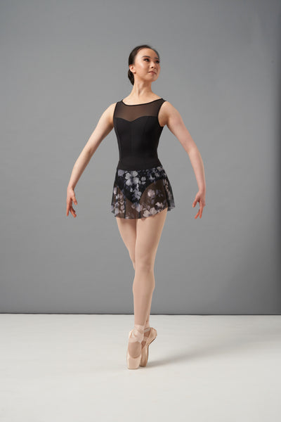 M3109LM Mesh Back Chevron Rib Tank Leotard