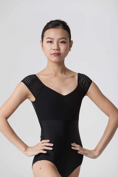 Cabochon Leotard with Dot Mesh