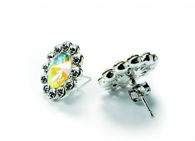 AZ0049 Crystal Flower Pierced Earrings FH2