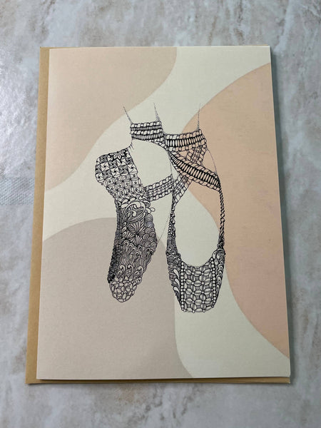 Dance Shoes Greeting Cards: Pointe Shoe